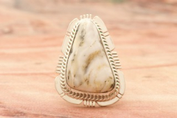 Genuine White Buffalo Turquoise Sterling Silver Navajo Ring